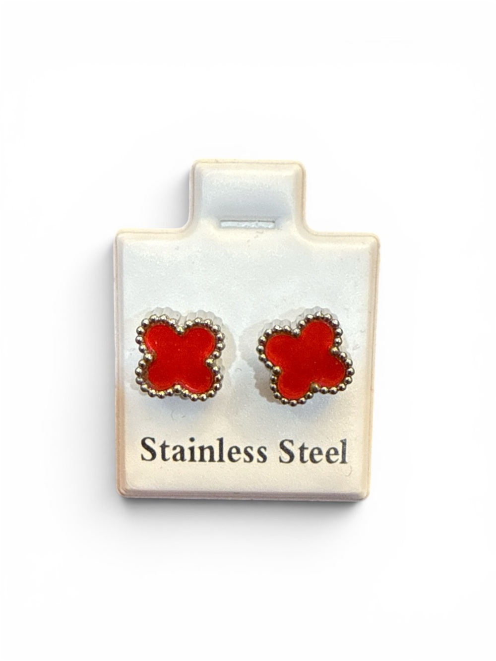Red Clover Stainless Steel Stud Earrings